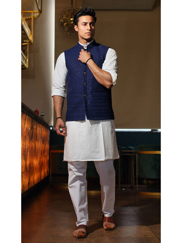 Blue Heavy Embroidery Jacket